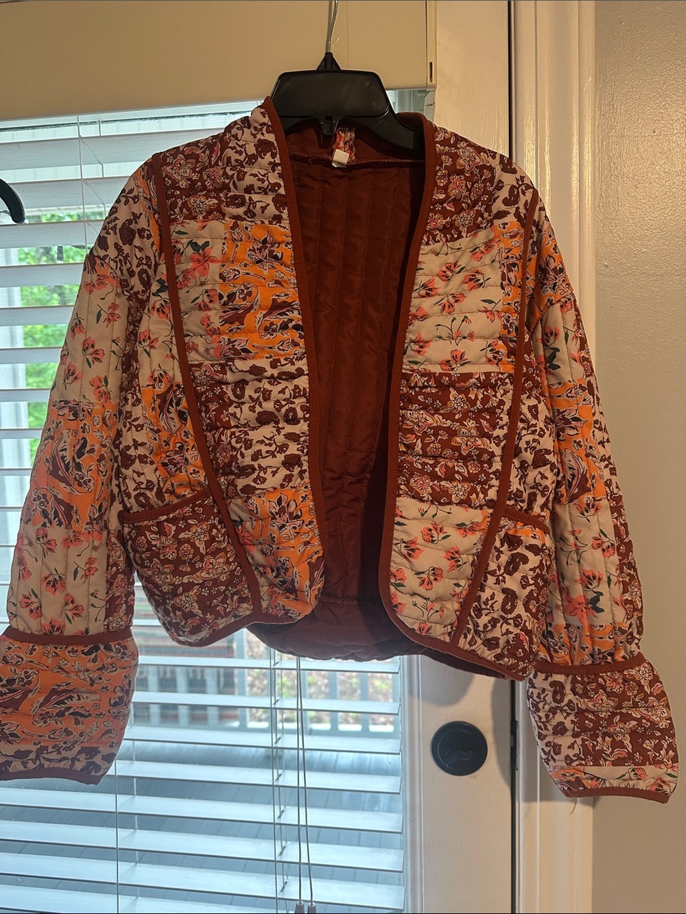 Rust Floral Quilted Women's Jacket